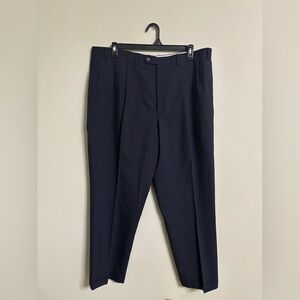 Lauren Ralph Lauren 42x32 Black Pleated Cuffed Total Comfort Wool Dress Pants